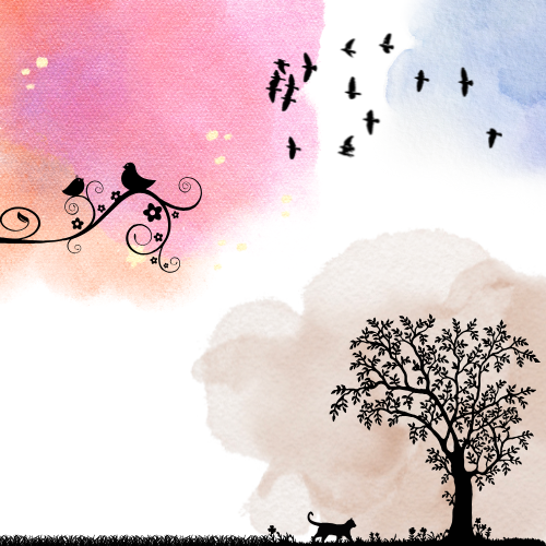 鳥, 猫, 水彩, アイコン