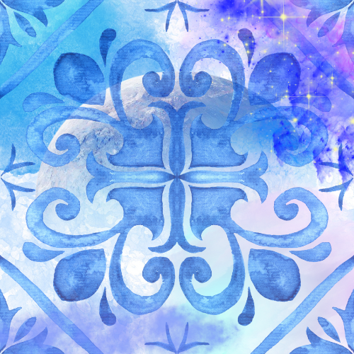 水彩, タイル, 月, アイコン