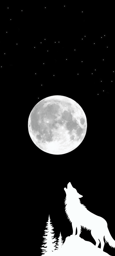 月, 狼, スマホ用壁紙, 壁紙