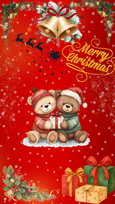 クリスマス, くま, スマホ用壁紙, 壁紙